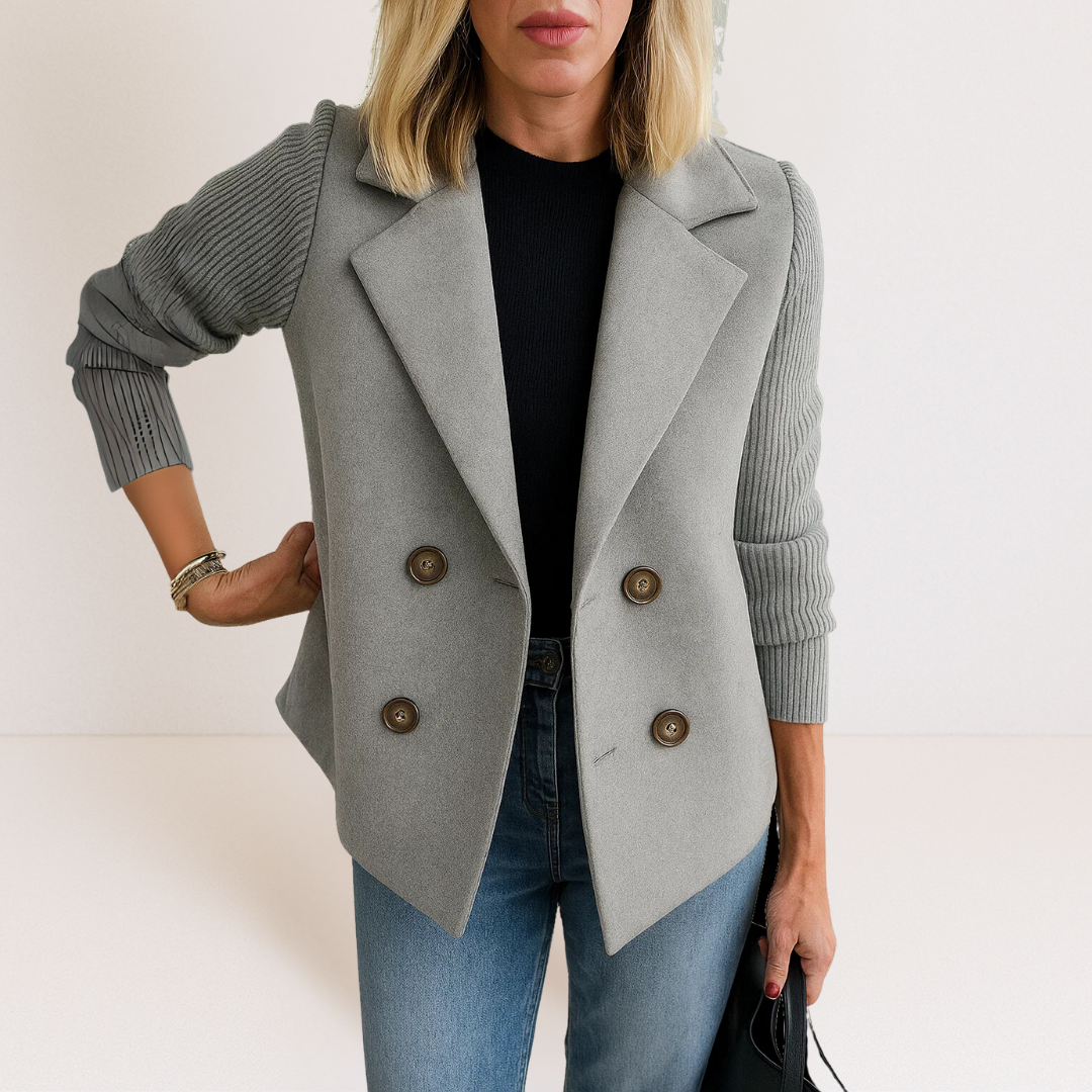 Warszawska™ | Elegancka kurtka z dzianinowymi rękawami