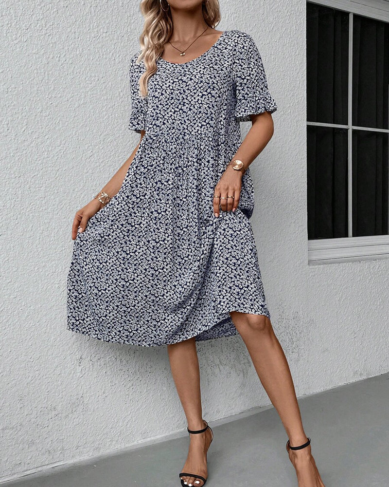 Warszawska™ | Elegancka sukienka midi w kwiaty