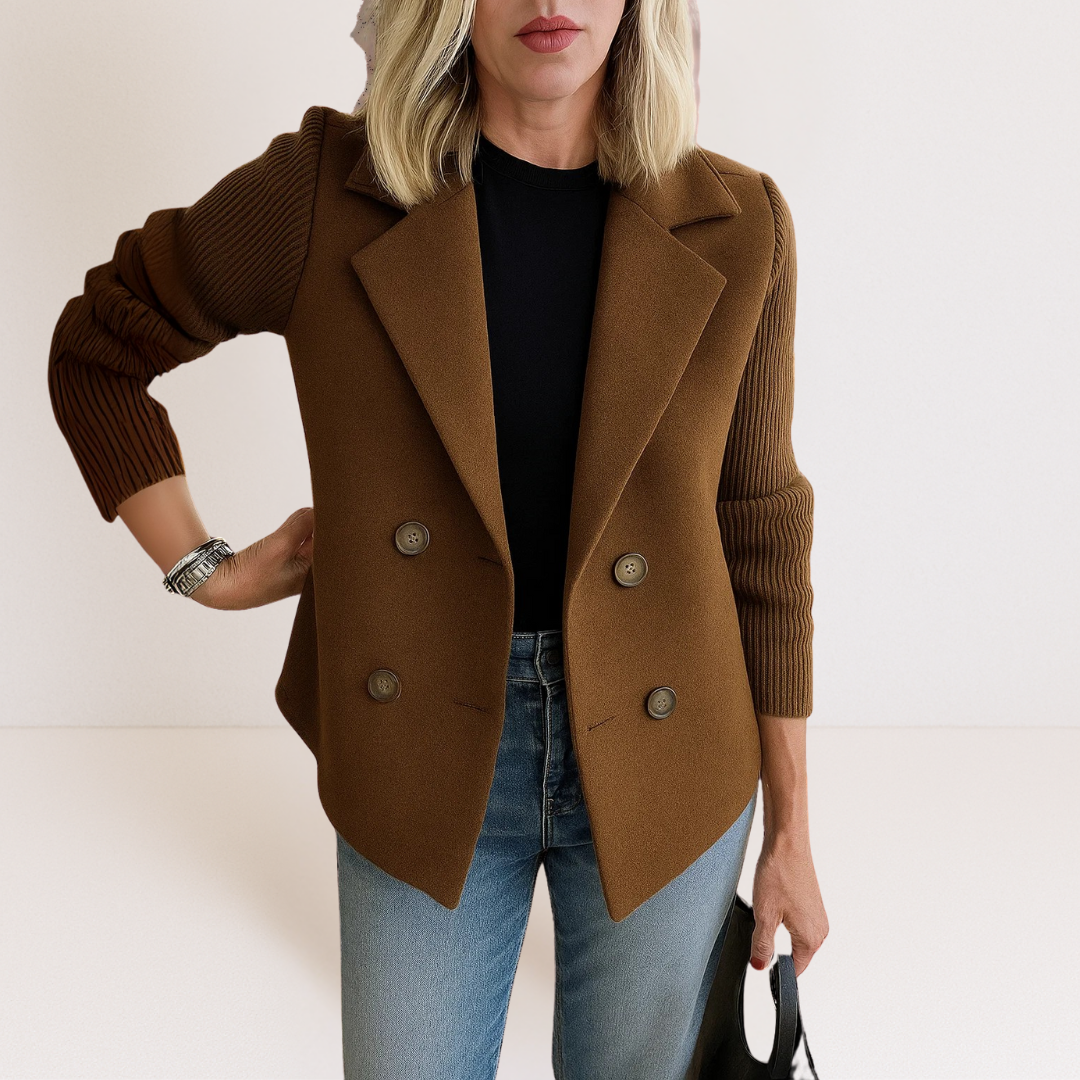 Warszawska™ | Elegancka kurtka z dzianinowymi rękawami