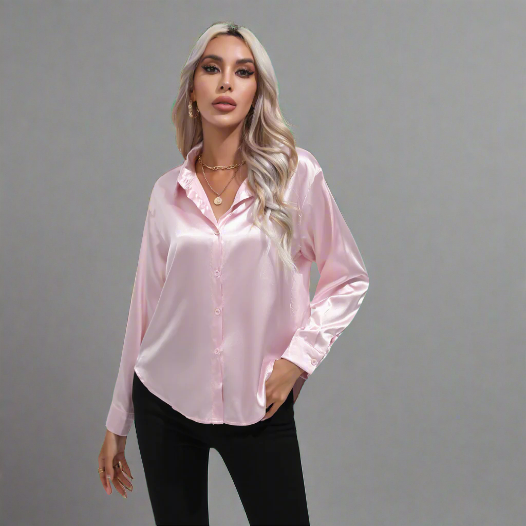 Warszawska™ | Satynowa Bluzka z Eleganckim Blaskiem i Swobodnym Opadaniem