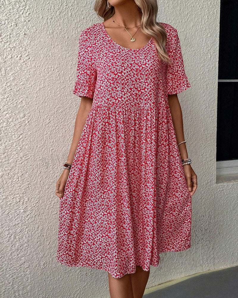 Warszawska™ | Elegancka sukienka midi w kwiaty