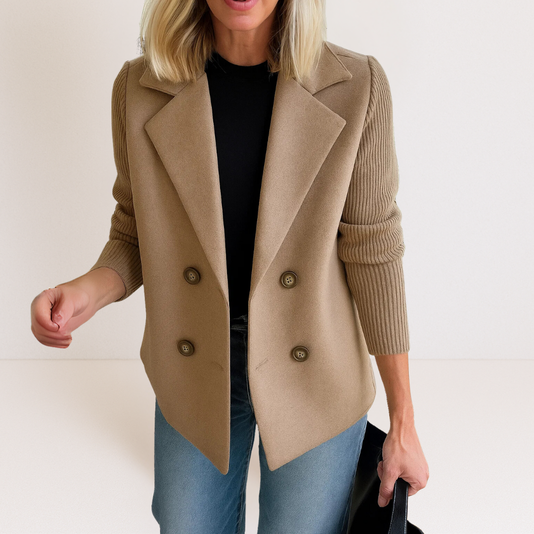Warszawska™ | Elegancka kurtka z dzianinowymi rękawami