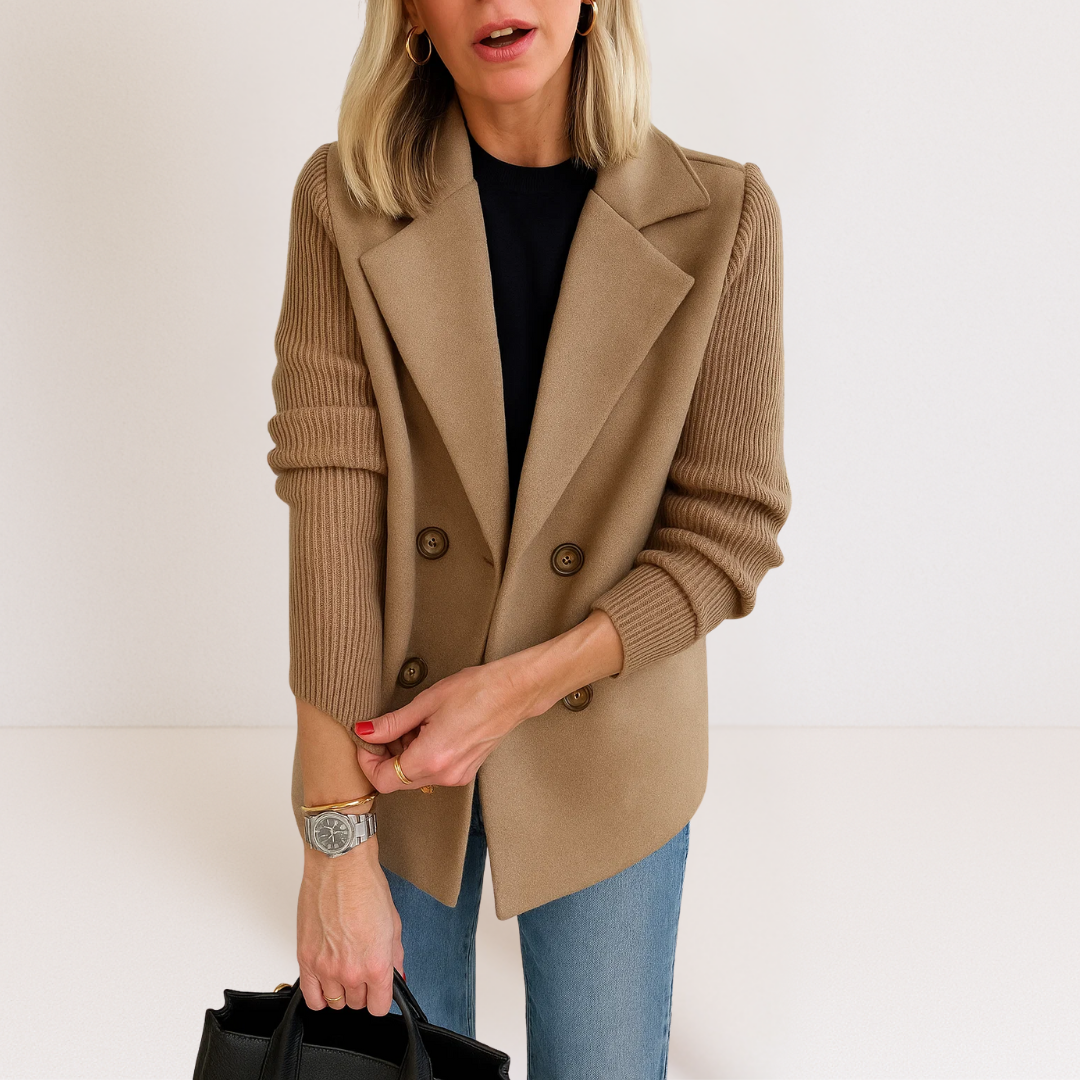Warszawska™ | Elegancka kurtka z dzianinowymi rękawami