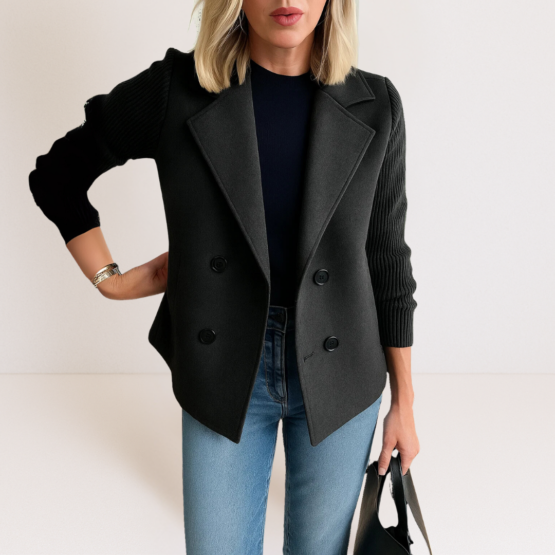 Warszawska™ | Elegancka kurtka z dzianinowymi rękawami