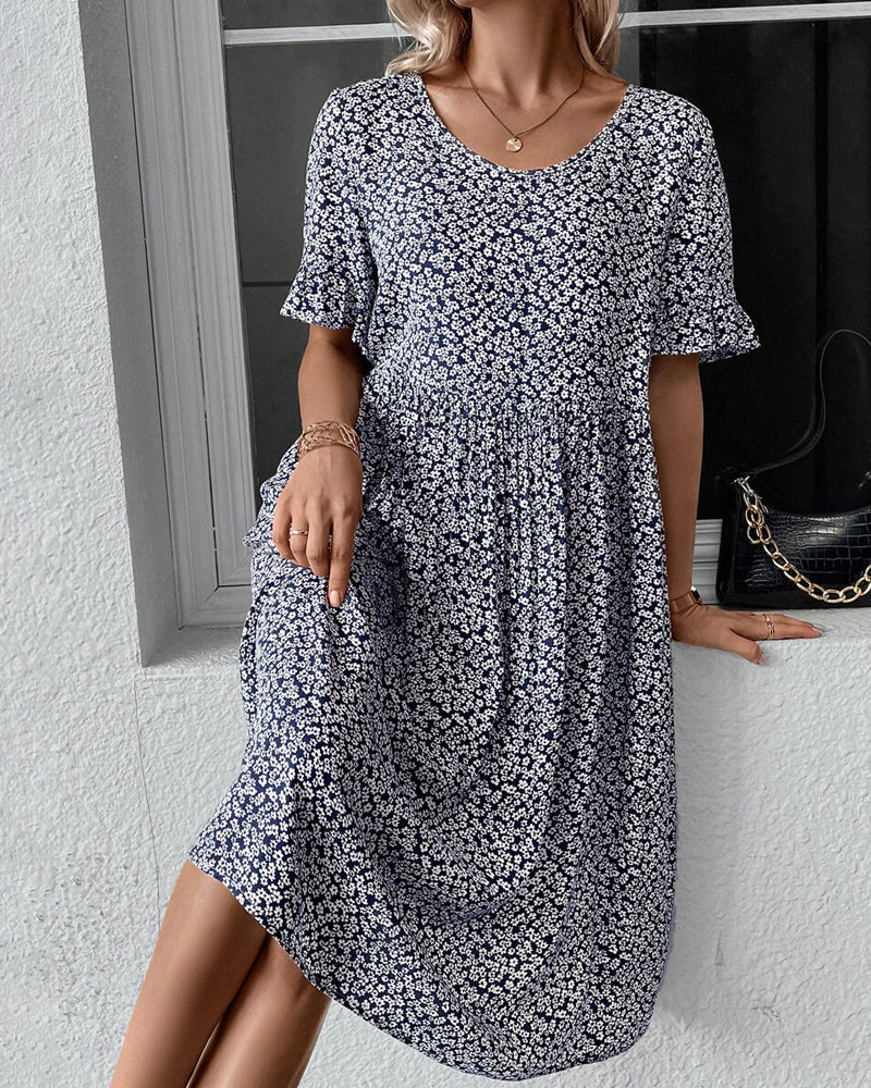 Warszawska™ | Elegancka sukienka midi w kwiaty